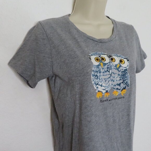 J Crew Mercantile Feather Weather Friends XS Grey Short Sleeve Tee Shirt Top - Picture 2 of 8